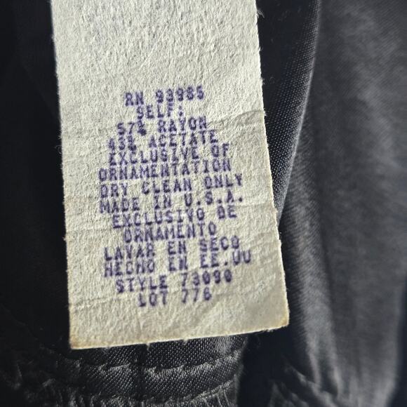 VTG Fredericks Of Hollywood Beaded Satin Cocktail Dress Womens 7 Black Mesh NEW - Picture 9 of 12